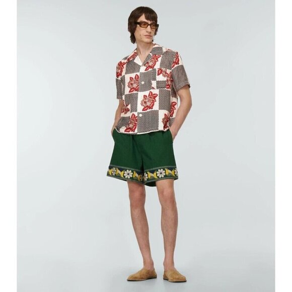 Bode Checker Bloom Floral Silk Bowling Shirt S/M Mens New - Picture 15 of 16